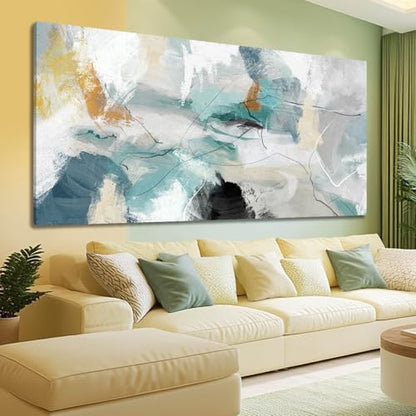SOUGUAN 그린 월 아트 추상 벽 장식 청록색 그림 캔버스 프린트 벽용 삽화 73.7cm x 147.3cm - color: 초록색., size: 58"L x 29"W