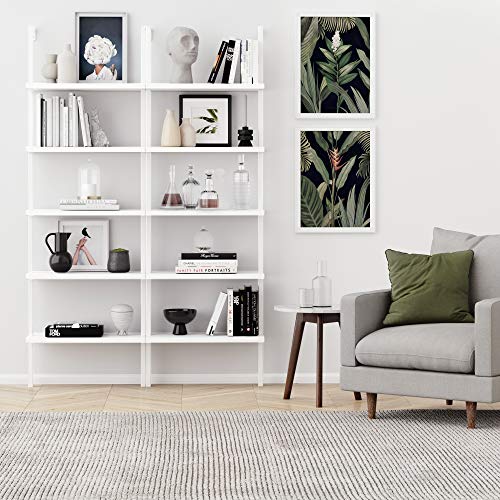 Nathan James White Ladder Bookcase with 5 Shelves - color: Theo White, size: Set of 1