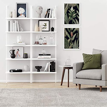 Nathan James White Ladder Bookcase with 5 Shelves - color: Theo White, size: Set of 1