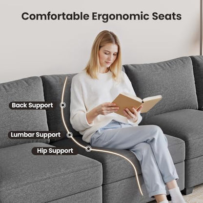60" Modular Sectional Sofa with Hidden Storage, Convertible U Shaped 2 Seat Sofa Couch with, Comfy Upholstered Couches for Living Room, Apartment, Office,Bedroom