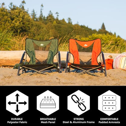 Cascade Mountain Tech Folding Camp Chair for Camping, Beach, Picnic, Barbqeues, Sporting Events with Carry Bag - color: Green