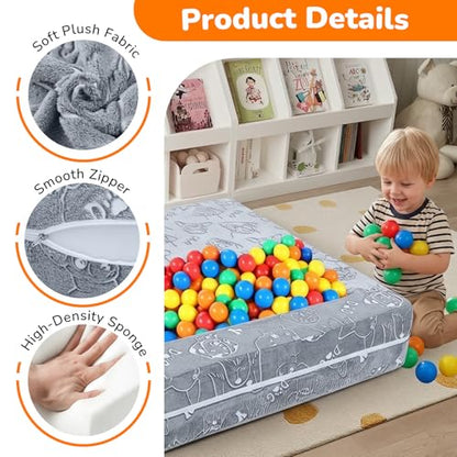 MeMoreCool Glow in Dark Dog Kids Couch, Fold Out Loveseat Sofa 39x20x16in | Grey dog glow in dark kids loveseat with armrests and pocket - color: Dog