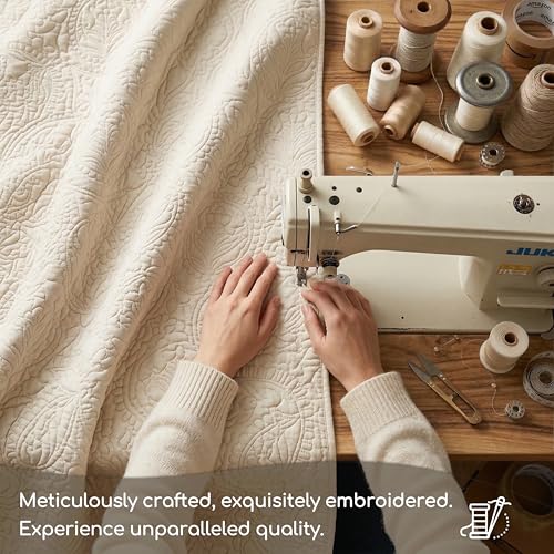 WDCOZY Paisley Quilt Set Oversize King Size, Light Beige Matelasse Lightweight Bedspread, Soft Farmhouse Rustic Coverlet, Spring Summer Thin Comforter, Country Bedding, 116x106 inches, 3 Pieces - color: Wheat, size: Cal King (116"x106")