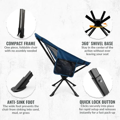 360 Swivel Camping Chair, Folding Portable Outdoor Camp Chair | A 360-degree swivel camping chair that turns to face the action, then folds down compact to carry anywhere.