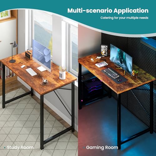 OLIXIS Small Computer Desk, Writing Desk, Home Office, 32 Inch | Study Table, X-Shaped Metal Frame, Scratch-Resistant Tabletop, Bedroom Spaces Setup, Rust - color: Sleek Rust, size: 32 Inch