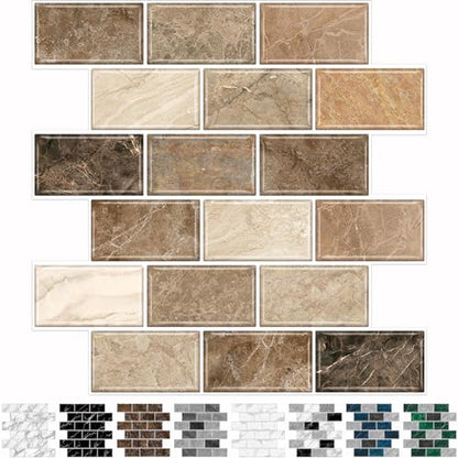 URCOLOR 10-Sheet Stick on Backsplash for Kitchen,12"x12" Peel and Stick Self Adhesive Wall Tiles Back Splashes for Bathroom Brown Marble Look - color: Brown Marble