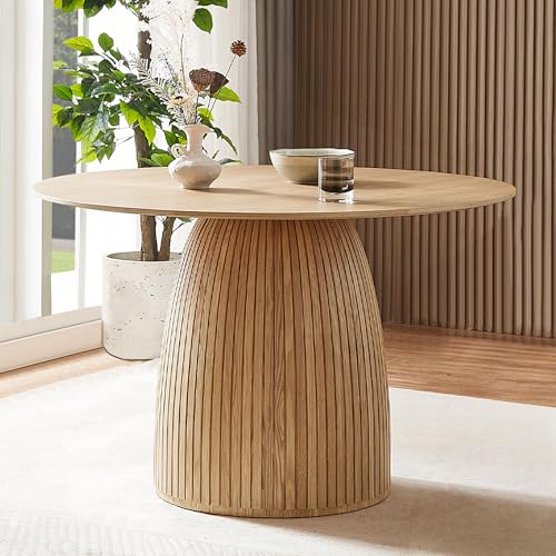Round Dining Table for 6 People, 47.24 Inches Dining Room Table, Wood Round Kitchen Tables for Dining Room, Kitchen, Living Room, Oak - color: 47.24 Inches Oak