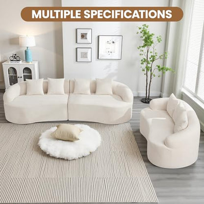 65" Boneless Loveseat Sofa Couch, Modern Comfy Curved Cloud Sofa, Chenille Deep Seat Love Seat Couches for Living Room, No Assembly, Beige - color: Beige, size: Loveseat Sofa