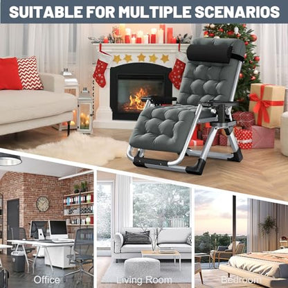 Comfy Folding Chair, Folding Lounge Chair with Cushion, Reclining Chair - color: Smoky Gray