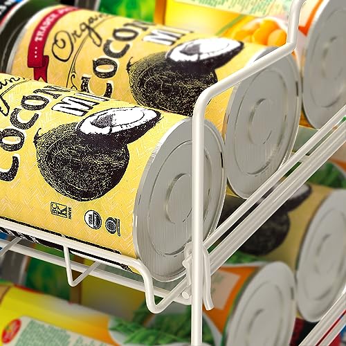 Deco Brothers Stackable Can Rack Organizer Holds Up to 36 Cans, White | for Kitchen and Pantry - color: White