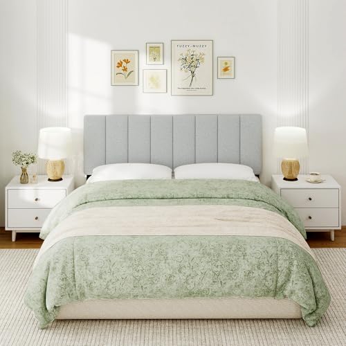 Queen Size Headboard Only, Height Adjustable Linen, Light Gray - color: Linen-lightgray, size: Queen/Full