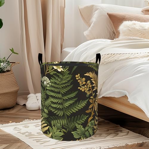 Floral Botanical Laundry Basket, Oxford Cloth Vintage Rustic Dirty Clothes Collapsible Hamper for Room Decor, Flower Plant Print Gifts Toy Organizer 19.7 * 15.7 Inch for Bedroom Bathroom Dorm - style: Botanical
