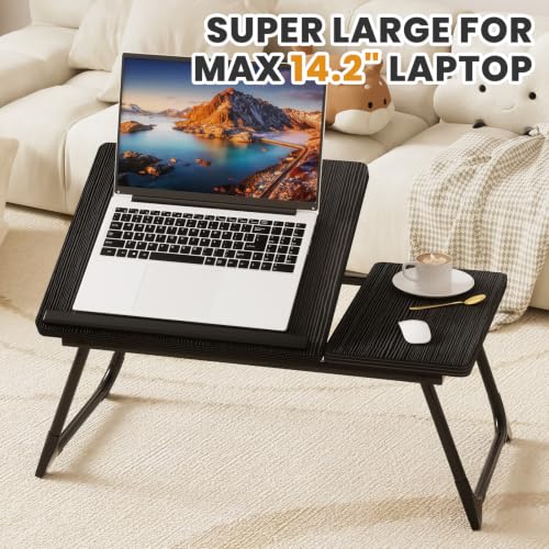 Laptop Bed Desk, 5-Angle Adjustable Bed Laptop Table with Cup Holder | Foldable Laptop Stand for Couch & Sofa, Portable Laptop Tray for Adults Writing Reading Eating, Black - color: Black