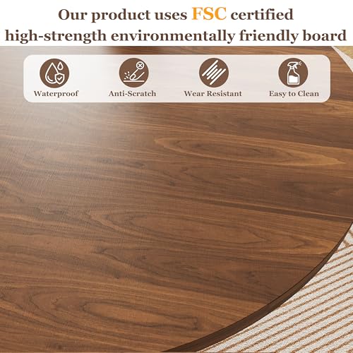 Wildhome Round Dining Table for 2-3, 31 Inch Dining Room Kitchen Table with 2-Tier Storage Shelf & Wine Rack, Modern Farmhouse Fluted Wood Slide Door Dinner Furniture,Circle(Non scalable-32 in) - color: Non-scalable-32 Inch-walnut