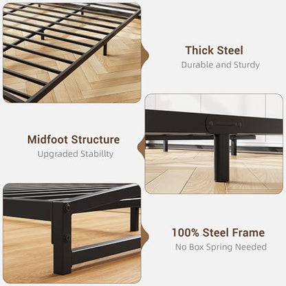 IDEALHOUSE Low Bed Frame, 6 in Twin Size Metal Platform Bed Frame, Black | Arch Design, Heavy Duty Bed Frame, Strong Bearing Capacity, No Box Spring Needed, - color: 6 Inch Black, size: Twin