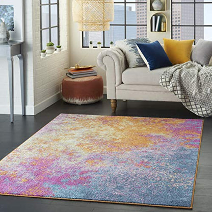 Nourison Home Passion Sunburst 3'9'' x 5'9'' Area-Rug, Modern, Abstract, Easy-Cleaning, Non Shedding, Bed Room, Living Room, Dining Room, Kitchen, (4' x 6') - color: Sunburst, size: 3'9" x 5'9" (Rectangular)