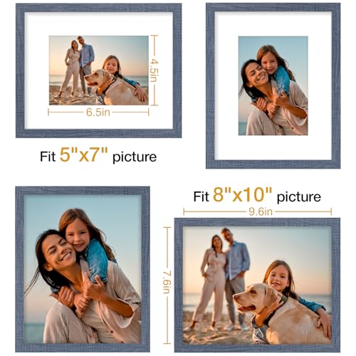 Vittanly 8x10 Picture Frames Set of 4, for Wall or Tabletop, Navy Blue | Display Pictures 5x7 with Mat or 8x10 without Mat, Engineered Wood with Shatter Resistant Plexiglass, Wall Gallery Frames - color: Navy Blue, size: 8x10