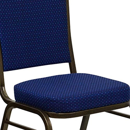 Flash Furniture Hercules Fabric Crown Back Banquet Chair, Navy Blue, 4-Pack | Stackable, Gold Vein Frame, Fabric Upholstery - color: Navy Blue Patterned Fabric/Gold Vein Frame, size: Set of 4