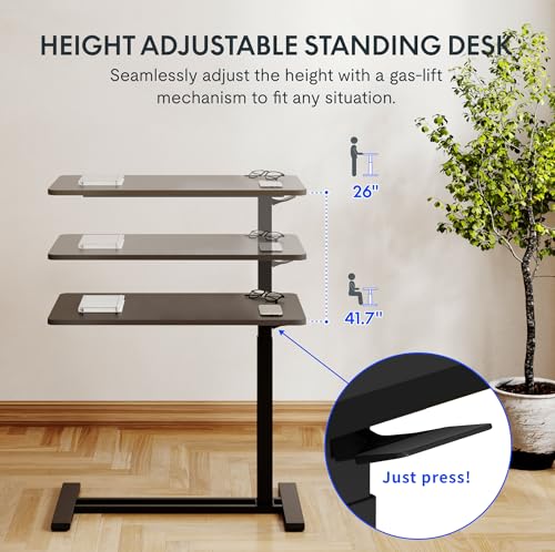 FLEXISPOT 28''Adjustable C Table Gas Spring Mobile Side End Table | Adjustable C table with Wheels, Bedside table for sofa and couch. Laptop Rolling Cart TV Tray, 27.6" W x 15.7" D,Black - color: Black, size: 28x16