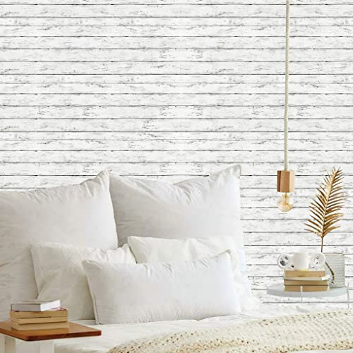 Arthome 11 x 100 inches White Gray, Peel and Stick Wallpaper, Wood Contact Paper, Self Adhesive, Easy to Clean, Vinyl Film for Furniture Countertop, Distressed Plank Grain Vintage Wall Covering - color: White Gray Wood, size: 11" x 100"