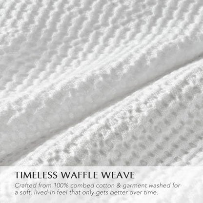 100% Cotton Waffle Coverlet Set, Queen Size, Bright White | Soft Premium Waffle Weave Cotton Bed Blanket, Lightweight Oversized Bedspread, All Season 3-Piece Bedding Set with 2 Shams - color: Bright White, size: Full/Queen (92" X 96")