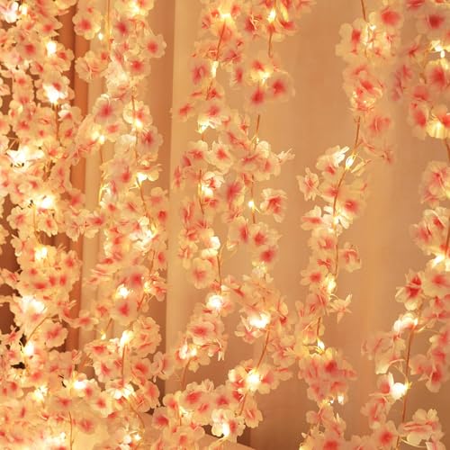 Cherry Blossom Lights，190 LED 5.5X 6.2ft Curtain Lights for Bedroom | Warm White Curtain String Lights with Remote and Timer, 8 Modes, USB Powered for Room Wall Party Xmas Decor