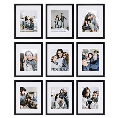 Sheffield Home 9 Piece Gallery Wall Frame Set, 11x14 in. matted to 8x10 in. (Matte Black) - color: Matte Black, size: 11x14 Inch