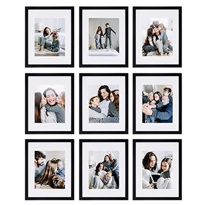 Sheffield Home 9 Piece Gallery Wall Frame Set, 11x14 in. matted to 8x10 in. (Matte Black) - color: Matte Black, size: 11x14 Inch