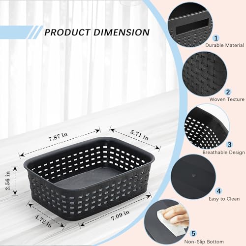 Soddeph Plastic Storage Baskets for Cabinets, Household Pantry Organization with Handle,Organizer Bins for Room,Bathrooms,Under-Sink,Kitchen (Black, XS-3PACK) - color: Black, size: XS-3PACK