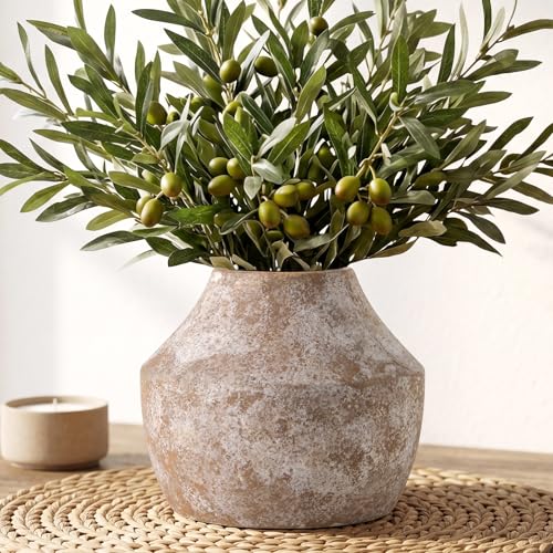 Ceramic Flower Vase for Centerpieces, 5.2in Pottery Small Ceramic Vases | Waterproof Pottery Vases for Flower, Hydrangeas, Home Decor, Living Room,Table Decorative, Handcrafted - color: 1-terracotta/5.2“