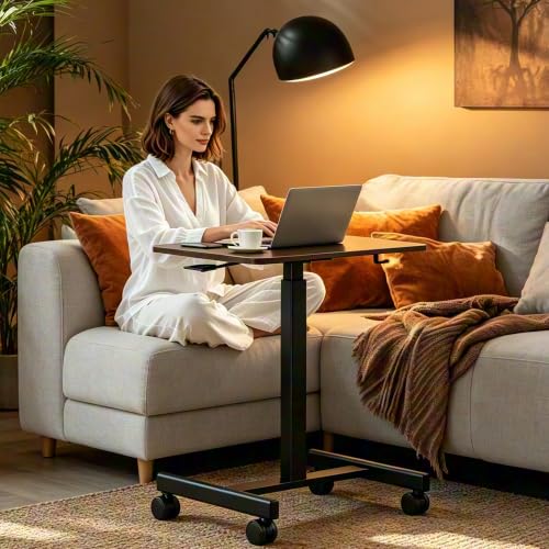 Mobile Small Standing Desk (Deep Walnut) - color: Deep Walnut