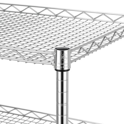 Finnhomy 3 Tier Heavy Duty Commercial Grade Utility Cart, Wire Rolling Cart with Pushing Handle Bar, Steel Metal Kitchen Service Trolly with Wheels, Shelf Size 18" D x 36" W, NSF, Chrome - size: 36"L x 18"W x 35.4"H-3 Tier, style: Chrome Cart