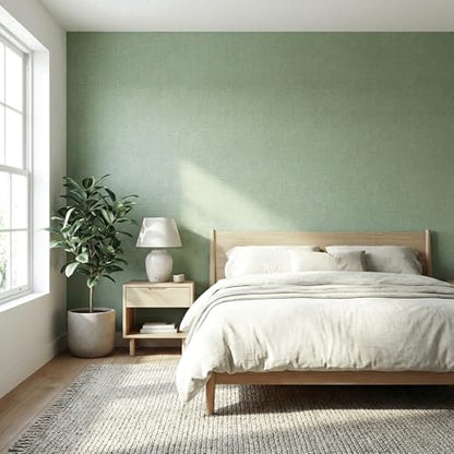 WADILE Grasscloth Peel and Stick Wallpaper 15.7in x 78.7in Light Green | Textured contact paper, Faux linen, Vinyl material, Cabinets, Self adhesive - color: Light Green, size: 15.7" x 78.7"