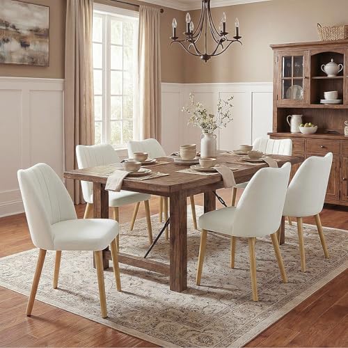 GarveeHome Dining Chairs Set of 4 with Cozy Backrest/Wooden Legs | Dining Chairs Set of 4 with Cozy Backrest/ Wooden Legs No tools Needed - color: Stripes White-natural Legs