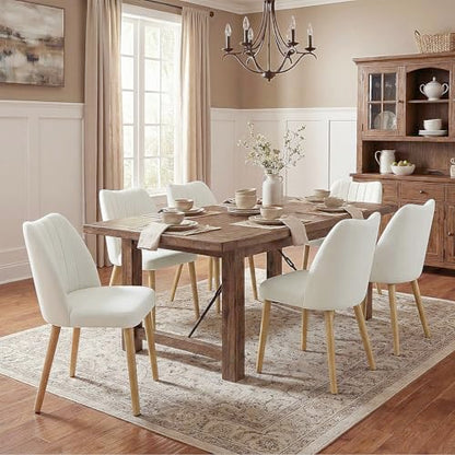 GarveeHome Dining Chairs Set of 4 with Cozy Backrest/Wooden Legs | Dining Chairs Set of 4 with Cozy Backrest/ Wooden Legs No tools Needed - color: Stripes White-natural Legs