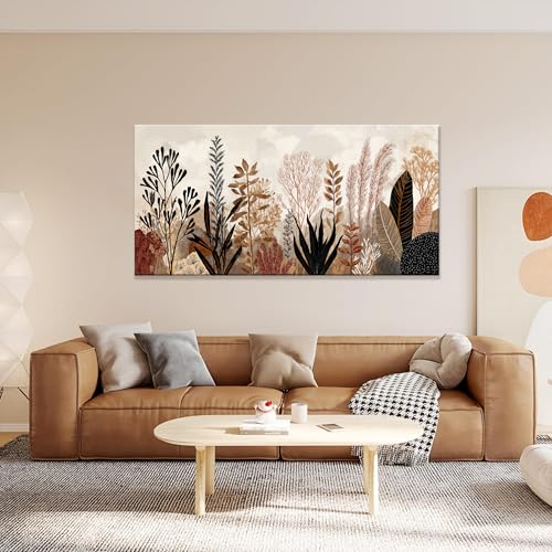 Dimpaga Large Canvas Wall Art Black Nature Botanical Canvas Art Wall Decor For Living Room Boho Brown Wall Art Decor Artwork Modern Wall Art Decor Artwork For Home Bedroom Office Wall Decor 24×48 Inch - color: D-01L, size: 48"L x 24"W
