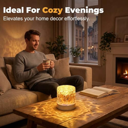 2026 New Ambient Light, Switch Between Warm Flame Effect or Calming Water Ripple Glow, 16-Color Remote Control, Rechargeable, Ideal for Bedroom & Bathroom Relaxation，16‑Color