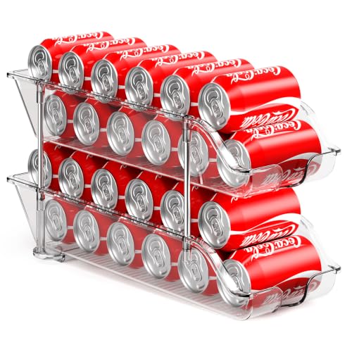 Stackable Soda Can Organizer for Pantry or Fridge, Holds 24 Cans | Heavy-Duty, Clear PET, Space-Saving Drink Organizer, Gravity Rolling, Pop can & Food can Dispenser/Storage/Container - size: 1 Pack