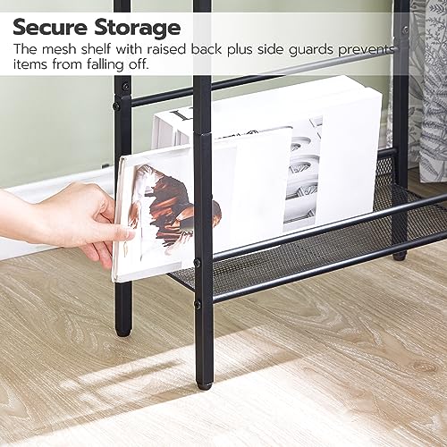 HOOBRO Small Narrow Side Table with Charging Station, Skinny End Table for Small Spaces, Slim Nightstand with USB Ports Outlet, Sofa Beside Table with Storage Shelf, Greige and Black BG102UBZ01 - color: Greige + Black