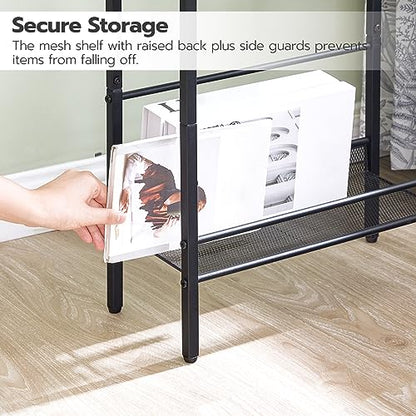 HOOBRO Small Narrow Side Table with Charging Station, Skinny End Table for Small Spaces, Slim Nightstand with USB Ports Outlet, Sofa Beside Table with Storage Shelf, Rustic Brown and Black BF102UBZ01 - color: Rustic Brown + Black