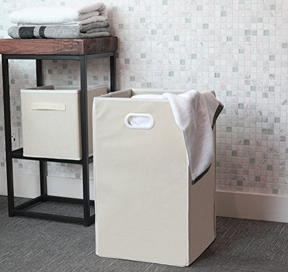 Simple Houseware Foldable Closet Laundry Hamper Basket, Beige - color: Beige