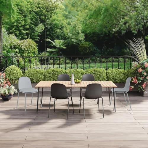 2xhome Set of 6 Modern Stackable Armless Dining Chairs, Plastic Shell Seat with Upholstered PU Leather Cushion Padded Seat Metal Legs for Home Kitchen Patio Cafe (Gray) - color: Grey, size: Padded Seat