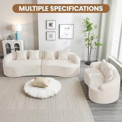 110" Boneless 4 Seater Sectional Sofa, Chenille Oversized Curved Cloud Couch, Modern 4-Seater Deep Seat Couches for Living Room, No Assembly, Beige - color: Beige, size: 4-Seater Sofa