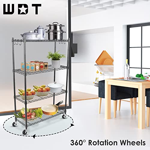 Shelving Storage Units on Wheels Casters, Adjustable Heavy Duty Metal Shelf Wire Storage Rack for Home Office Garage Kitchen Bathroom Organization,36" Wx14 Dx57 H - size: 4Tier 36"W x 14"D x 57"H