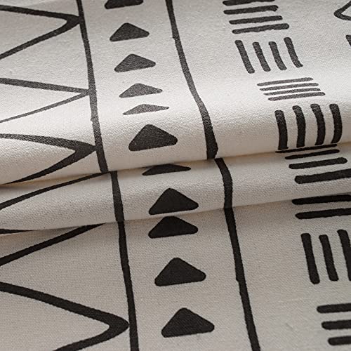 Deeprove Boho Curtains 84 Inches Long, Cream White and Black Bohemian Geometric Print with Tassel, Cotton Linen Semi-Blackout Window Fringe Drape for Bedroom Living Room, Rod Pocket, 1 Panel, 59"x84" - color: Cream & Black Boho, size: 59"W x 84"L (Pack of