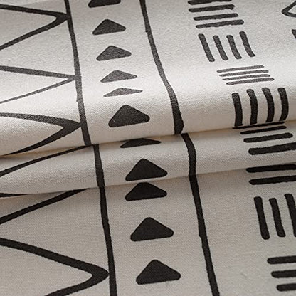 Deeprove Boho Curtains 84 Inches Long, Cream White and Black Bohemian Geometric Print with Tassel, Cotton Linen Semi-Blackout Window Fringe Drape for Bedroom Living Room, Rod Pocket, 1 Panel, 59"x84" - color: Cream & Black Boho, size: 59"W x 84"L (Pack of