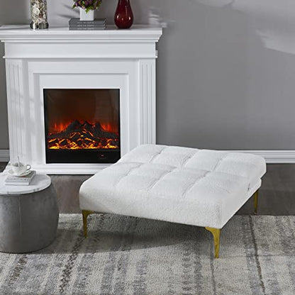 KEVINSPACE 35.5" Modular Sectional Sofa Couch, 1 Seater Cozy Portable Couches, Living Room, Single Chair, Modern Convertible Couch Teddy Fabric Sofa with Pillow, Gold Legs for Small Spaces 1PCS White - color: 1pcs White