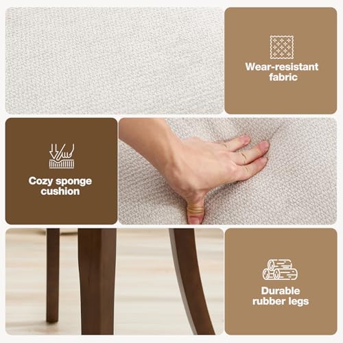 UVV Wooden Dining Chairs Set of 2, Mid Century Modern Upholstered Dining Room Chair Kitchen Chairs, Chenille Dinner Chair with Solid Wood Legs for Kitchen Dining Room, Light Grey - color: Light Grey, size: Set of 2