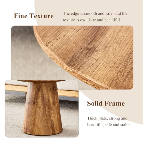 Wood Coffee Table Set of 2, Farmhouse Nesting Tables with Natural Wood Grain Round Tabletop & Wooden Cone Base, Round Layered Low Profile Accent Tables Ideal for Living Room, APT, Small Space - color: Wood Nesting Coffee Table