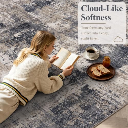 Sasttie 2x10 Runner Rug, Modern Abstract Hallway Rug, Black & Beige | Ultra-Soft Faux Wool, Machine Washable, Low Pile, Non-Slip, Thin, for Hallway, Entrance, Kitchen, Entryway & Laundry Room - color: Black & Beige, size: 2' x 10' (Rectangular)